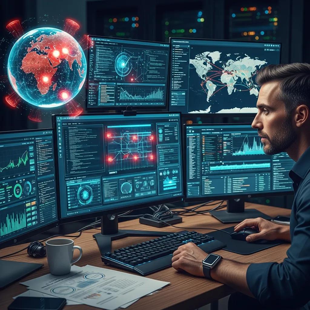 Cybersecurity expert analyzing data for threat detection